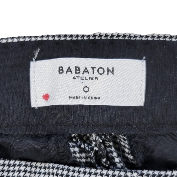 Aritzia Babaton Atelier Pants‎ Womens 0 Numero Trouser Black White Houndstooth - Picture 3 of 12